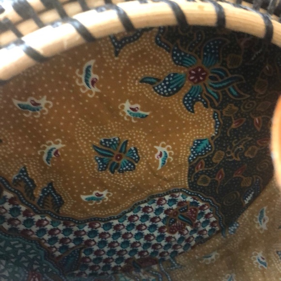 Rattan straw bag purse black cream faux leather - Picture 7 of 7